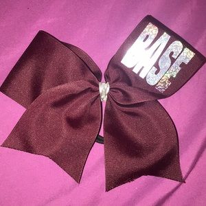 MetallicbBase maroon cheerleading bow